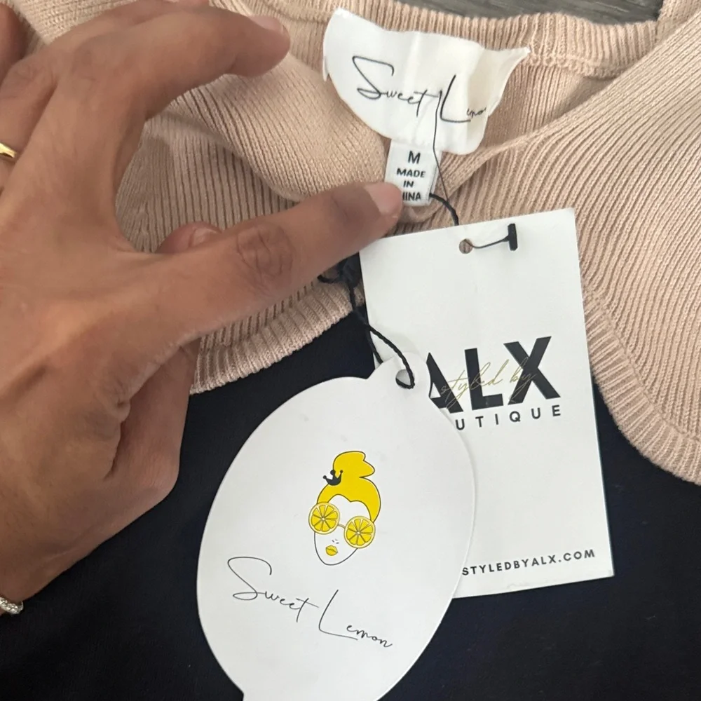 SWEET LEMON Two-Tone Black and Nude Slip knit Dress with Bustier Detail size M - Picture 7 of 10